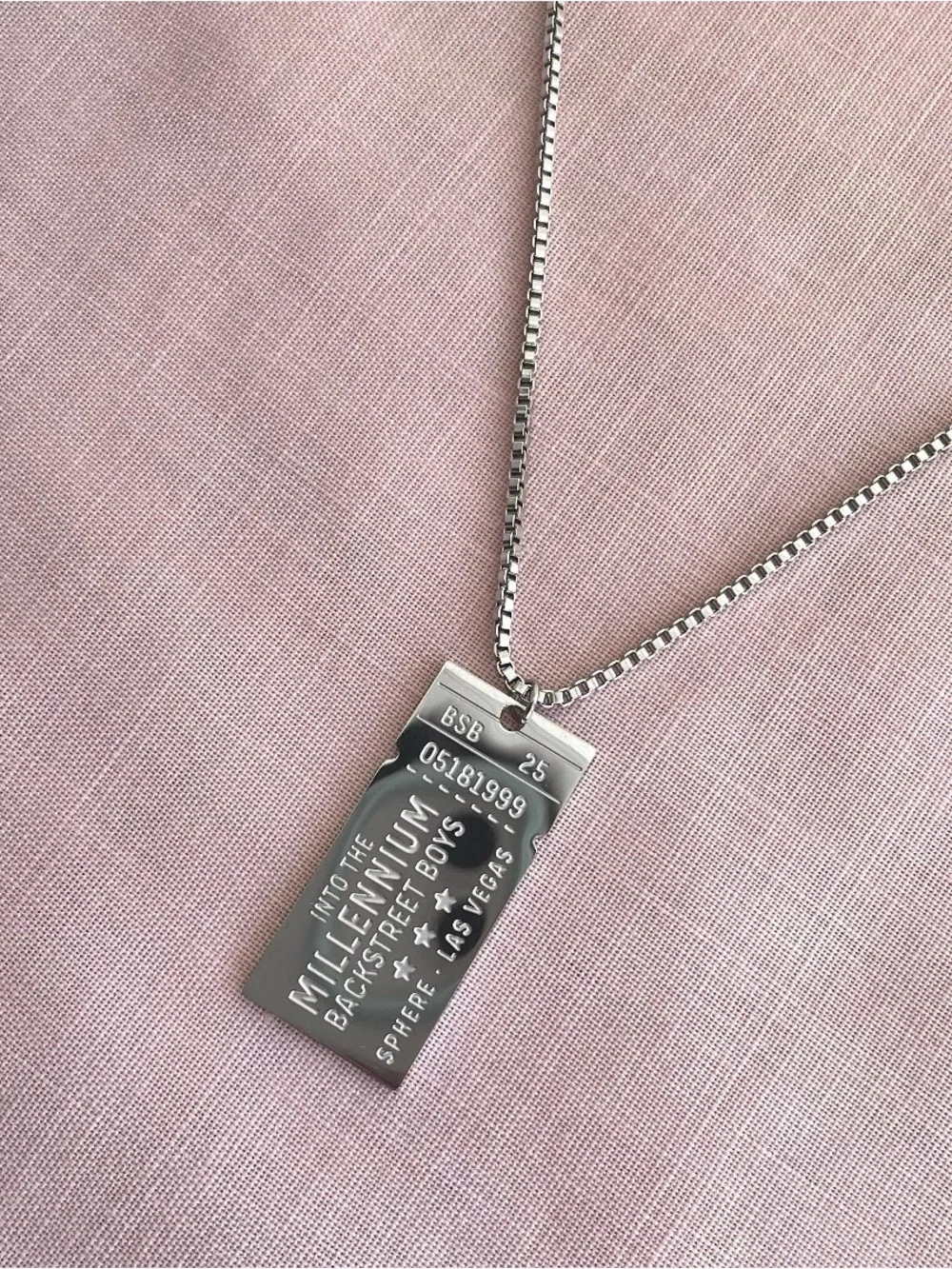 Backstreet Boys Millennium Tour Silver Ticket Pendant Necklace